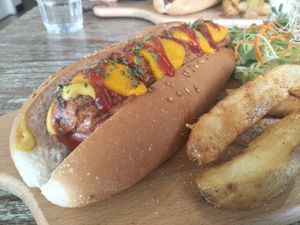 hot dog at LN Fortunate Coffee in Hong Kong Island