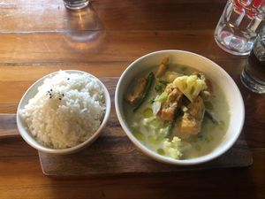 Green curry at SnakeBite Brewery in Franz Josef Waiau
