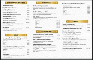 Menu at Khao Jao Thai in Woodend