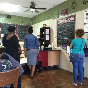 cozy atmosphere at Good Karma Coffee House in Decatur