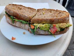 Avocado bread (7€), can be toasted at Queen of Muffins - Pohlstrasse in Berlin