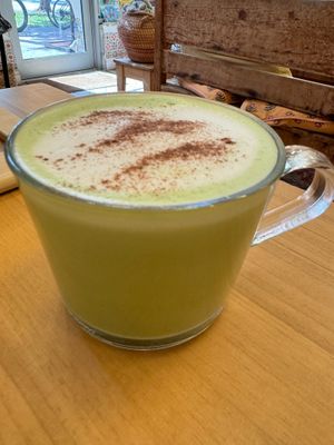 Matcha latte at Under the Mango Tree in Miami Beach
