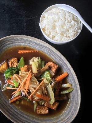 Tofu and veggies in gravy. at King Tiger in Franz Josef
