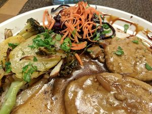 Seitan with vegetables - second course at Beagle in Sabadell