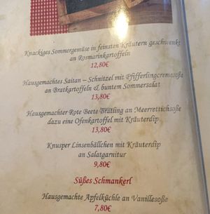 4 pages of only vegan food at Zum Lowen in Gelnhausen