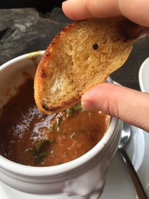 Cold Vegetable Soup with Garlic Bead at Zum Lowen in Gelnhausen