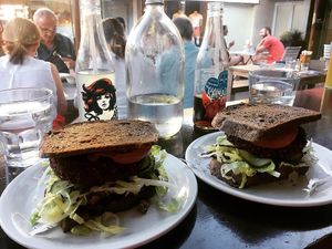 Vegan ‘sandwich’ beetroot burgers at Slow Cuts in Arrowtown