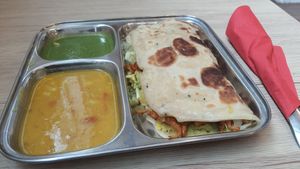 Stuffed paratha, July 2023 at Thenga Cafe in London