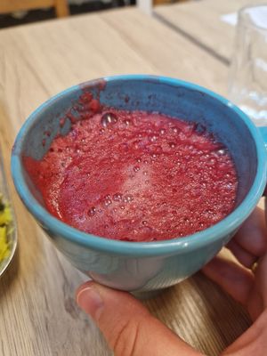 Healthy heart juice at Thenga Cafe in London