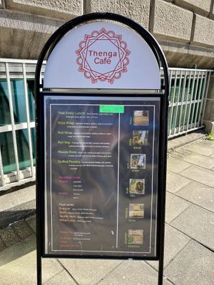 Menu outside the building   at Thenga Cafe in London