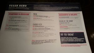 menu at Zizzi - High St in Cardiff