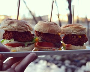 black bean sliders at Smelteverket in Oslo