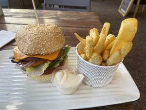 Impossible Garden goodness (made vegan) with chips and vegan mayo   at Grill'd in Toowoomba
