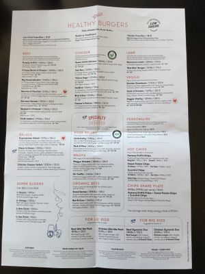 menu at Grill'd in Toowoomba