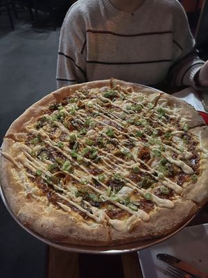 Vegan “hulk out” pizza   at Pizza J in Providence