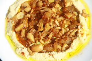 Hummus with mushrooms 
 at Falafel Sihanoukville in Sihanoukville