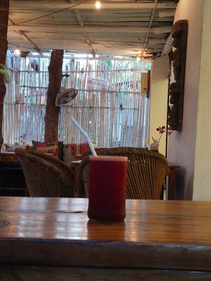 Rainbow juice at Zest in Palolem