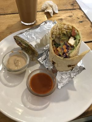 Burrito with vegan Aioli dip - Delicous! at Zest in Palolem