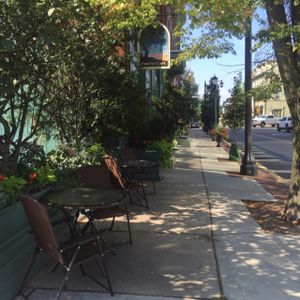 Outdoor seating at Firefly Cafe and Outpost in Boyertown