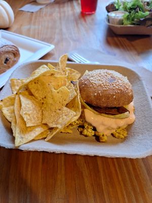 Tofu scramble, ham and cheese sandwich at Firefly Cafe and Outpost in Boyertown