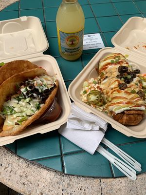 crunchy burrito and two walnut meat tacossss😄 at Umeke Market in Honolulu