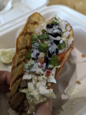 Taco with walnut meat at Umeke Market in Honolulu