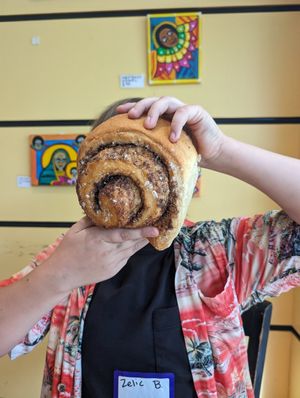 Who doesn't want a vegan cinnamon roll as big as their head?!? at Umeke Market in Honolulu