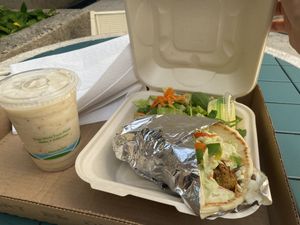 Falafel gyro and Oahu colada   at Umeke Market in Honolulu