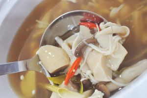 Mushroom soup at Brown Rice Healthy Canteen in Koh Samui