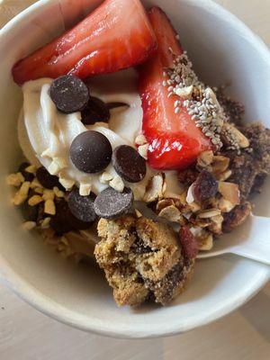 Peanut butter and hazelnut with various toppings   at goje in Yarraville