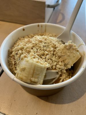 Peanut butter flavour with butterscotch banana and crushed peanuts. Yummmm! at goje in Yarraville
