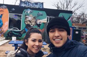 Outside  at Blue Cat Cafe in Austin