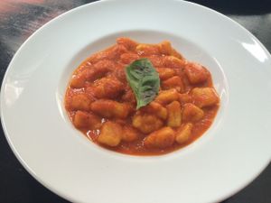Pumking Gnocchi with tomato sauce. Vegan Friendly  at San Andrea  in Gran Canaria