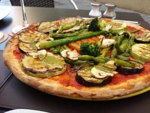This pizza was so good! It's not on the menu, just tell them you want a vegan pizza :) at San Andrea  in Gran Canaria