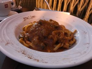 Pasta arabiatta at San Andrea  in Gran Canaria