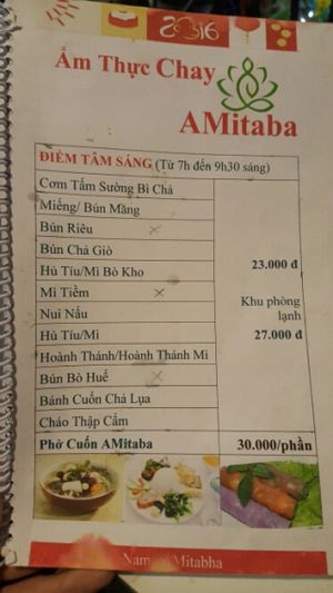 Menu 1/6 at Amitaba in Ho Chi Minh City