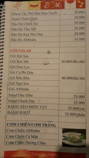 menu 3/6 at Amitaba in Ho Chi Minh City