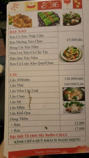 menu 6/6 at Amitaba in Ho Chi Minh City