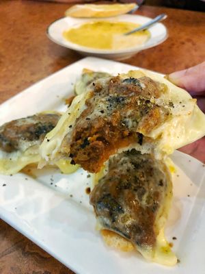 Vegetarian sardine bruschetta with cheese at Up Case Cafe in Sandakan