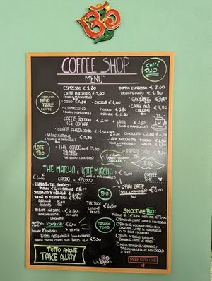 Menu cafè at Dulcamara Bio Vegan Bistrot in Verona