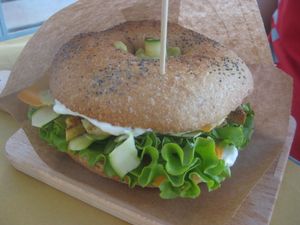 Breaded tofu sandwich at Dulcamara Bio Vegan Bistrot in Verona