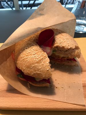 Super yummy delicious healthy bagel! at Dulcamara Bio Vegan Bistrot in Verona