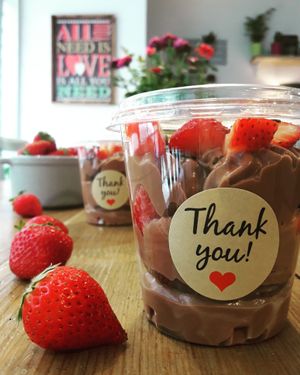 Chocolate mousse and strawberry  at Dulcamara Bio Vegan Bistrot in Verona