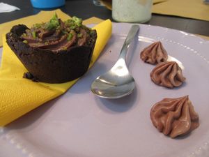 Chocolate and pistachio tart. Delicious at Dulcamara Bio Vegan Bistrot in Verona