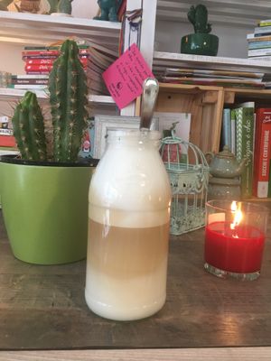 Latte macchiato - rare almond milk in Verona!  at Dulcamara Bio Vegan Bistrot in Verona