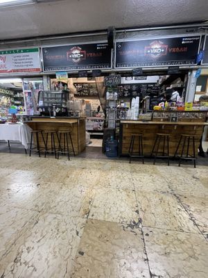 In front of the restaurant stall  at Viko in Mexico City