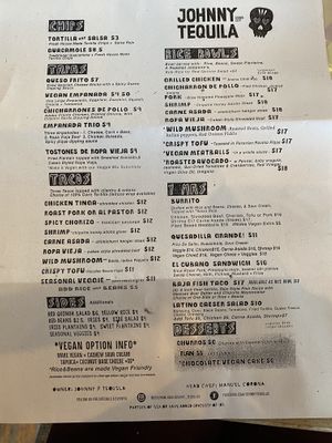 Soooooo many vegan options  at Johnny Tequilas in Roselle