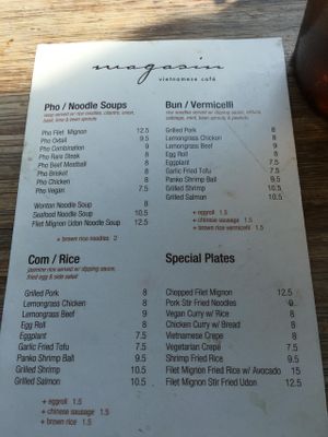 Menu at Magasin in New Orleans