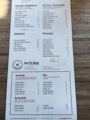 Menu part 2 at Magasin in New Orleans