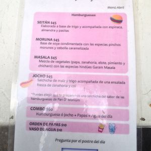 Menu from April 2017 at Pan D'Monium - Food Stall in Mexico City